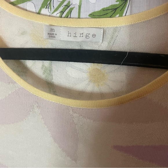 Anthropologie hinge pastel yellow abstract floral sheer knit long sleeve T-shirt - Picture 8 of 8